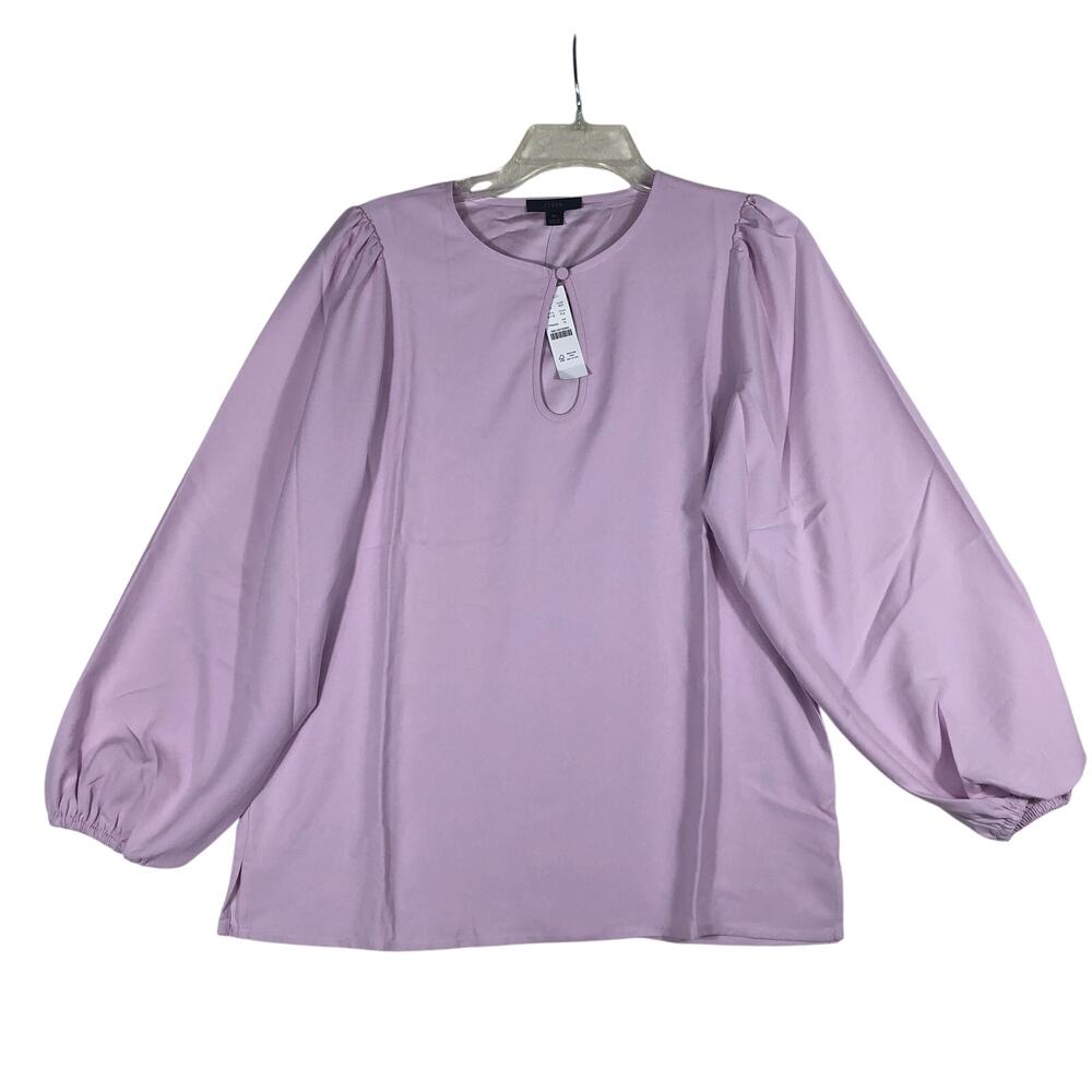 J Crew Purple Puff Sleeve Keyhole Neckline Crepe Top Blouse BL712 Small Tall
